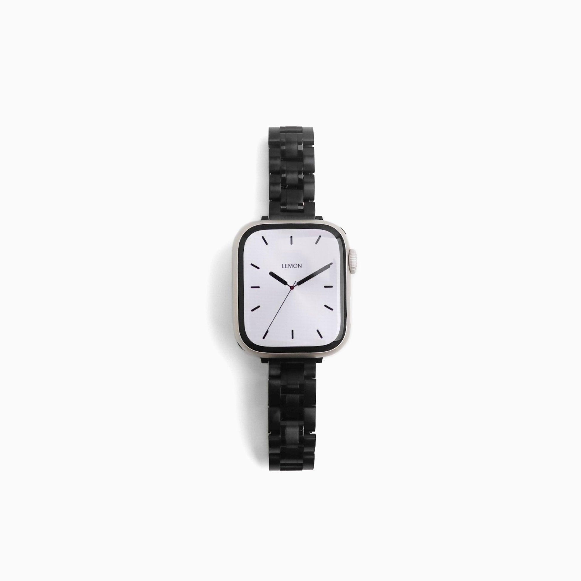 (St-Steel) Slim Jubilee Apple Watch Band - Black