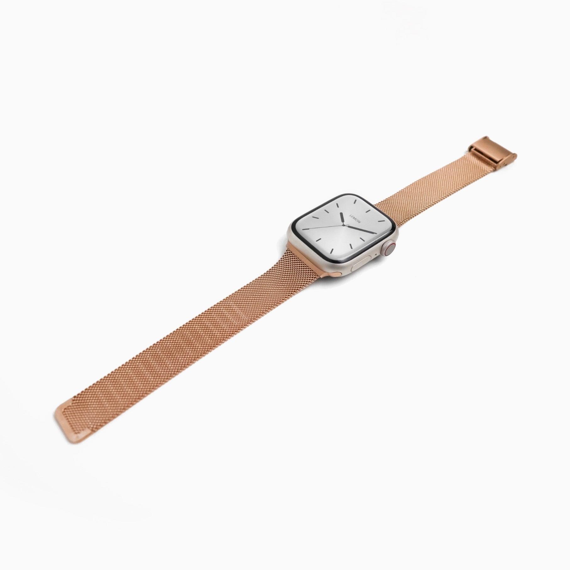 (St-Steel) Slim Milanese Apple Watch Band - Rose Gold