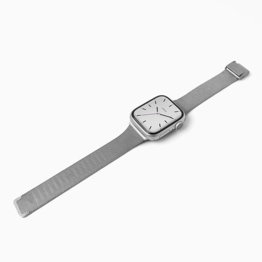 (St-Steel) Slim Milanese Apple Watch Band - Silver