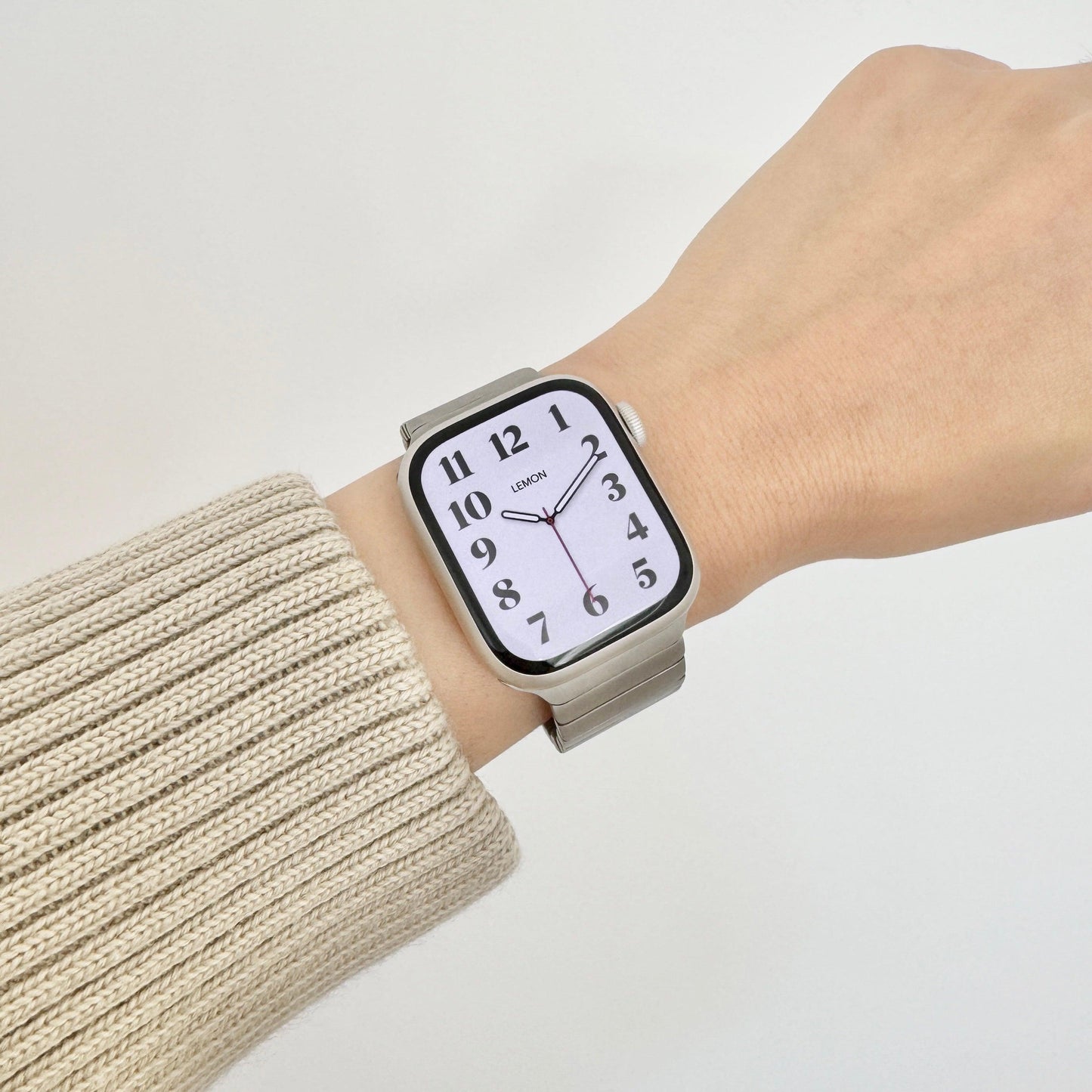 wrist with (St-Steel) Link Apple Watch Bracelet - Titanium